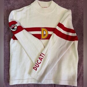 White and Red Ducati Sweater